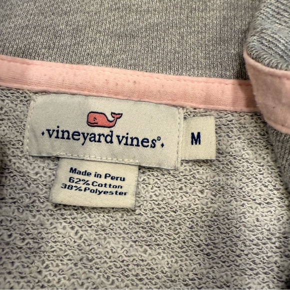 Vineyard Vines Women’s 1/4 Zip Sweater Gray W/ Pink Accents Sz M - Picture 10 of 12